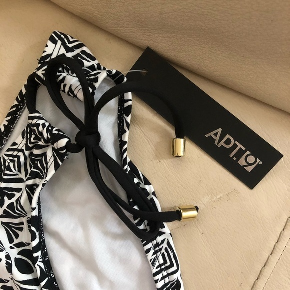 NWT Women’s Large Apt 9 Adjustable Black & White Hipster Bikini Swim Bottom - Picture 3 of 6